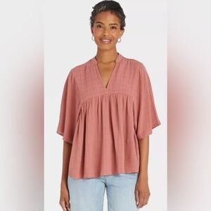 Knox Rose V-Neck Crinkle fabric Blouse - Pink